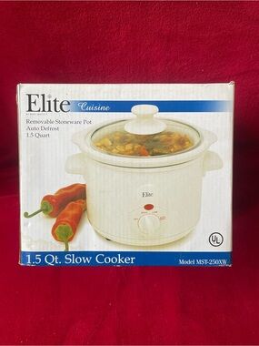 NEW Elite Cuisine Removable Stone Pot 1.5 Quart Slow Cooker MST-250XW